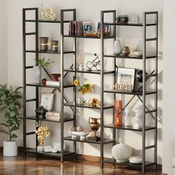 5 Tiers Industrial Bookcase and Bookshelf