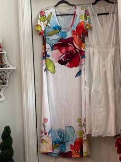 Floral Watercolor Print Maxi Dress