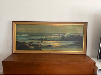 1960s mid century modern “Golden Surf” painting