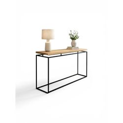 Modern Industrial Solid Wood & Black Metal Console Table/Entryway/Sofa Table