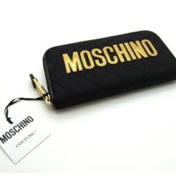 Moschino Long Zip Wallet Logo Quilted Nylon Continental Wallet 2B8103 New W/Tags