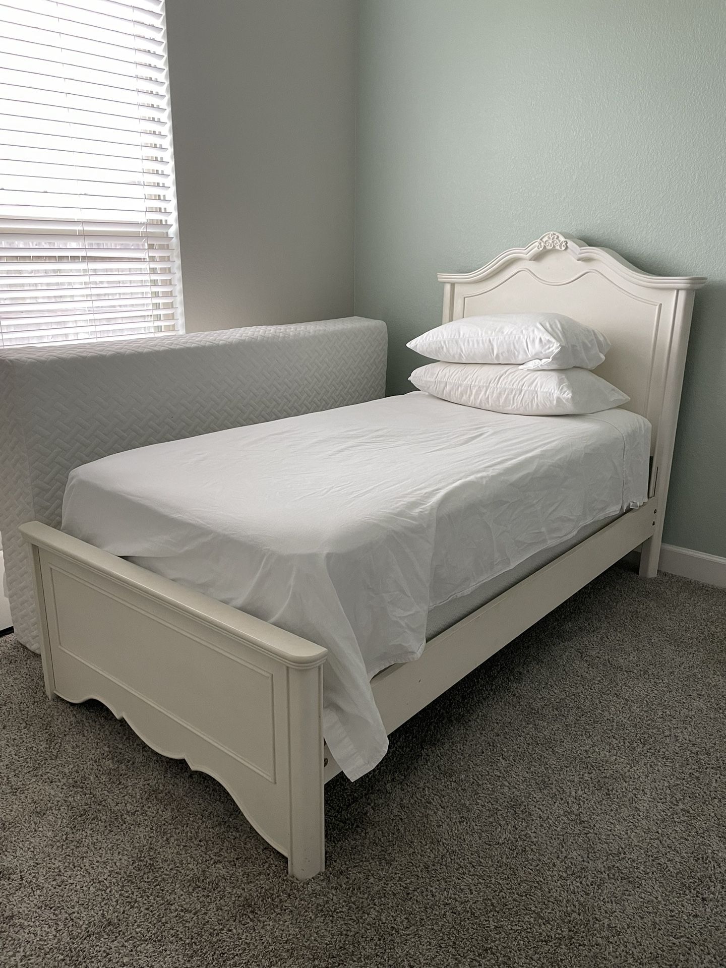 White Single Bed Frame w/ Mattress