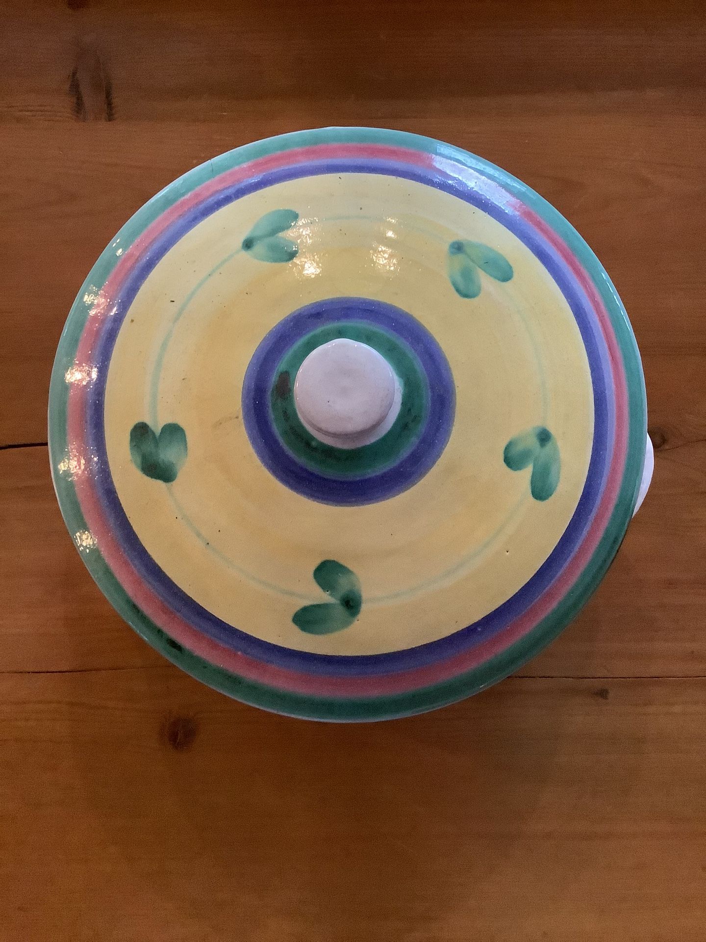 “CALECA” COVERED POTTERY CASSEROLE. 8” X 4”
