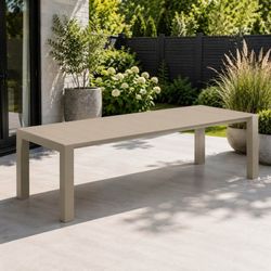 AllModern Farrah 103” Extendable Outdoor Dining Table Sand Polypropylene Patio Table Delivery Avail