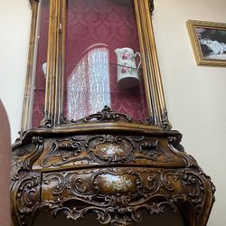 Gorgeous Antique Curio Cabinet With Two Drawers 