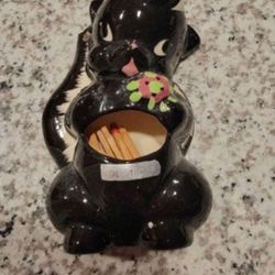 Vintage Ceramic Skunk Match Holder Bathroom Destinker