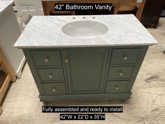 48" Bathroom Vanity with Carrara Marble Countertop & Solid Wood & Plywood Cabinet #3351