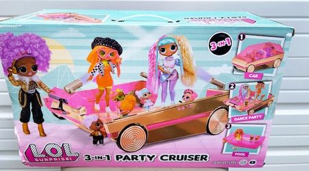 New,Firm, LOLSurprise 3-in-1 Party Cruiser Car With Surprise Pool, Dance Floor and Magic Black Lights, Multicolor - Great Gift for Girls Age 4