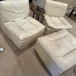 Leather Chairs & ottoman <FREE>
