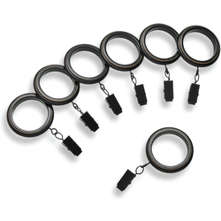 MODE Farmhouse Collection Beveled Curtain Clip Rings, Set of 14 Curtain Rings with Clips, Fits MODE Farmhouse Curtain Rod Sets, 1 3/4”, Weathered Blac