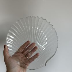 Vintage Arcoroc Shell Glass Plate | Clam Shell Dish | Clear Pressed Glass