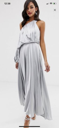 Satin off shoulder dress (sz8)