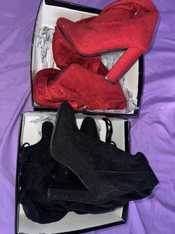 Red And Black Knee Boots