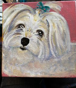 8x 8” Original Dog Portrait Painting on Canvas