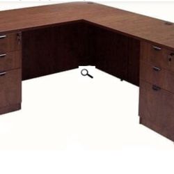 3  Pieces  Cherry Classic Office Computer U-Desk 