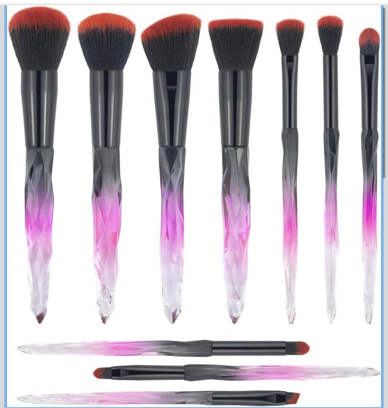 Beautiful Makeup Brushes, Make Up Brushes Set Transparent Handle for Blush Foundation Eye Shadow Kabuki Concealer Cosmetic Brushes Kits Red Black Make