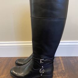 Michael Kors Black Leather Riding Boots Preston Boot