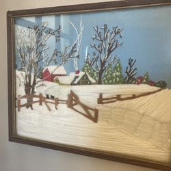 vintage framed yarn art