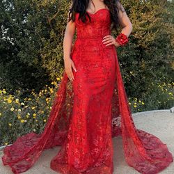 Strapless Formal Red Dress Size 8