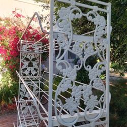 Shelving Antique Baker's Rack Large Wrought Iron Scroll Work 1920s - Very Nice