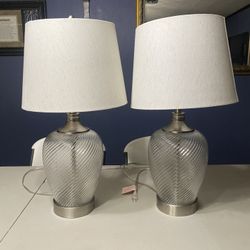 Set of  2 Glass Table Lamps