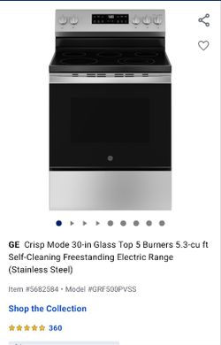 30 Inch Glass Top 5 Burners 5.3 cu Ft