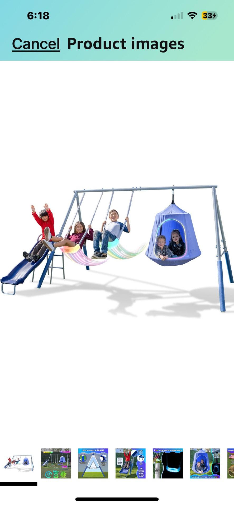 Shooting Star Metal Swing Set