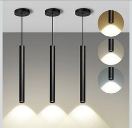 LED Pendant Lights Black Kitchen Island Hanging Light Dimmable 15 Inch Adjustable 3 Pack