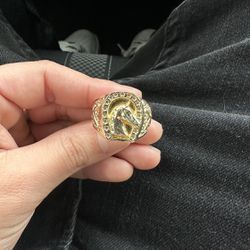 14k Gold Horse Ring 