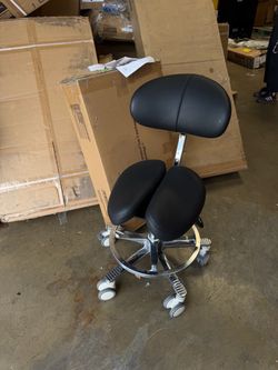 Dental assistant chair, Rolling Stool with Back Support&Split Seat