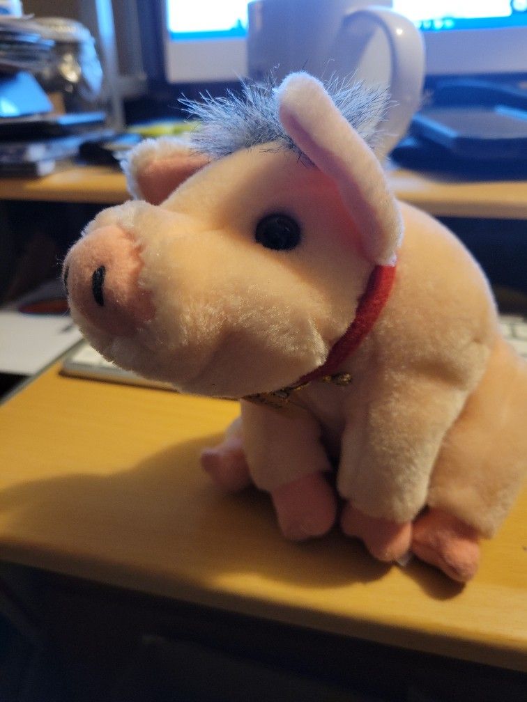 Vintage 1995 AMI Corp 6" Babe Pig Plush Stuffed Animal