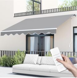 Paramondo 9.8'x8.2' Patio Awning Retractable Fully Assembled, Motorized Sunshade Shelter Outdoor Deck Canopy Balcony Awning Cover -100% Solution-Dyed 