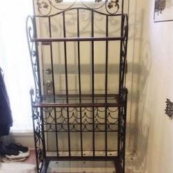 Cast Iron Bakers Rack With Built In Wine Rack 