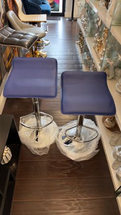 Set of 2 Blue Adjustable Bar Stools