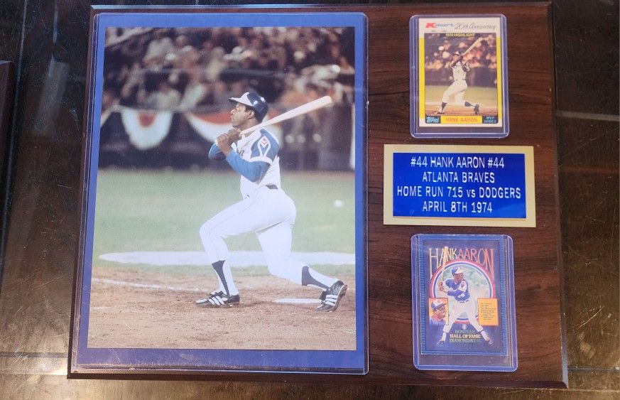 Hank Aaron Collectible Plaque #44 Atlanta Braves Homerun 715 Vs Dodgers