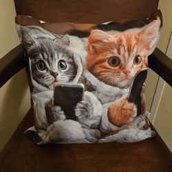 Cat Theme Throw Pillow 
