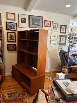 Vintage Mid-Century Wood Hutch / Bookshelf Cabinet
