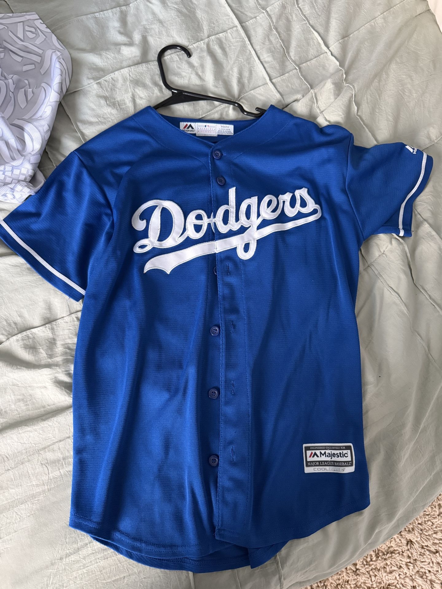 White and blue dodgers jersey