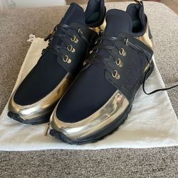 Vinci Leather Gold Sneakers Size 14