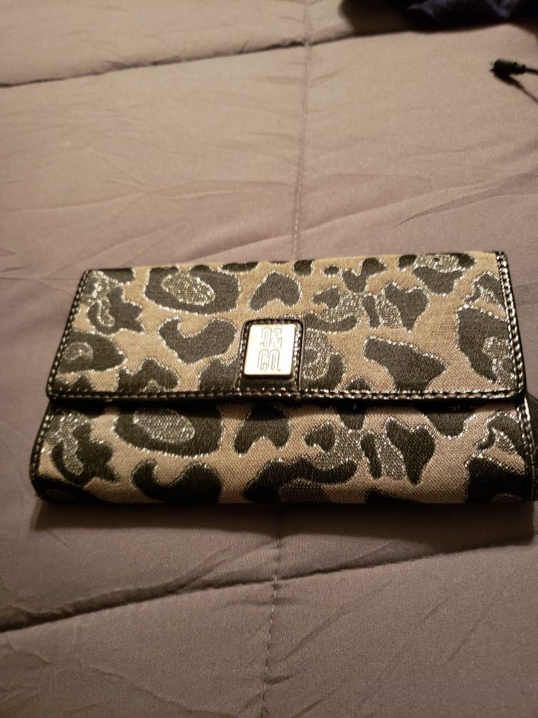 Black/grey glitter leopard wallet