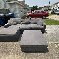 FREE Local Delivery 🚚- Grey 3 pcs sectional couch sofa set w/ ottoman