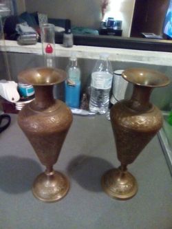 A pair of brass vases!