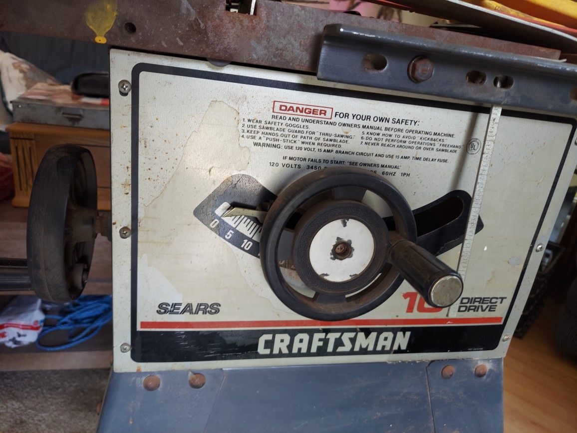 10 In SEARS CRAFTSMAN TABLE SAW WITH BLADES AND MORE