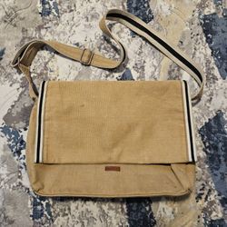 Beige Stripe Ben Sherman Tour Canvas Messenger Bag With Strap 16" X 18" 