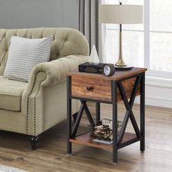 Nightstand Bedside End Table Brown