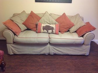 Sofa with contrast edging and cushions clean and comfortable