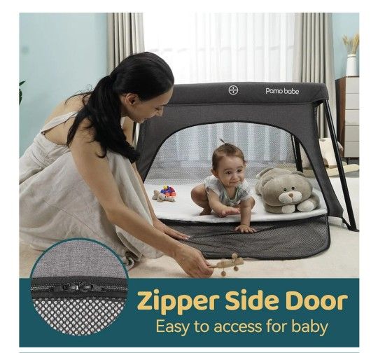 Babe Travel Crib Lightweight Baby Playard with Mattress Compact Play Yard with Detachable Legs