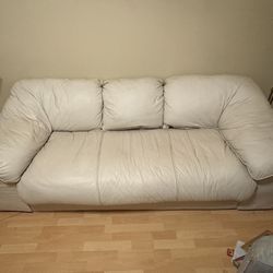 Cream Leather Couch Comfortable 