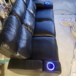 Costco Power Reclining Leather Couch w/ LED Cup Holders
