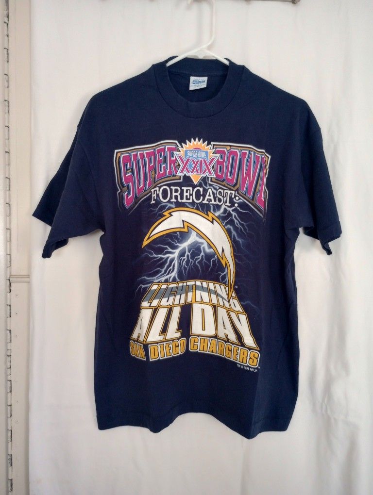 Vintage 1995 San Diego Chargers Super Bowl XXIX Size L Large T-shirt STRETCHED COLLAR